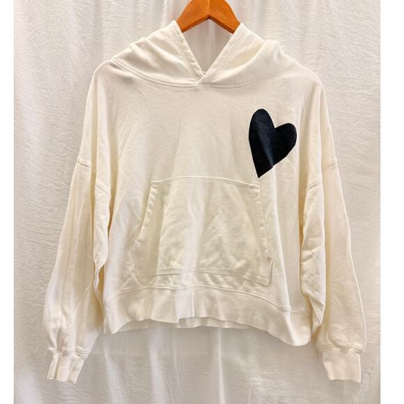 J.Crew Magic Rinse Hoodie With Heart Small Cozy Lounge Fall Relaxed - Picture 1 of 3